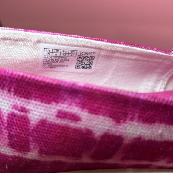 TOMS Alpargata Cupsole Plus Pink White Tye Dye Slip On Casual Canvas Comfy - Picture 2 of 9